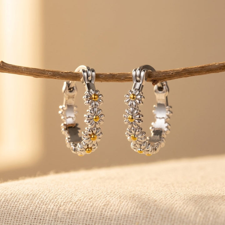 Minimalist Daisy Flower Tassel Dangle Earrings