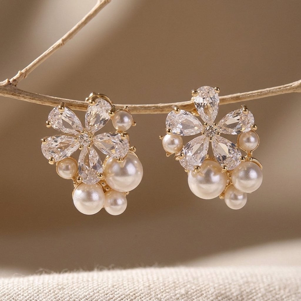 Vintage pareloorbellen met vijfbladige bloem