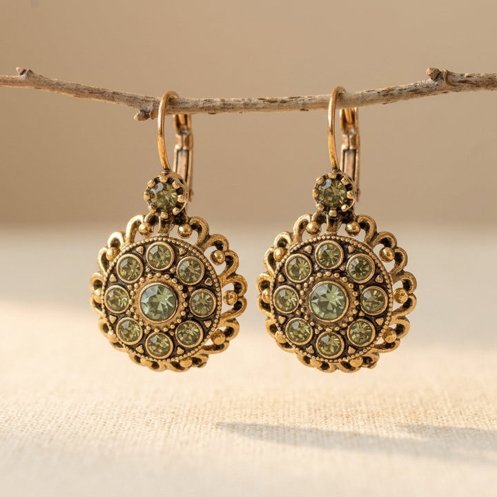 Inlaid Synthetic Zirconia Hollow Flower Drop Earrings