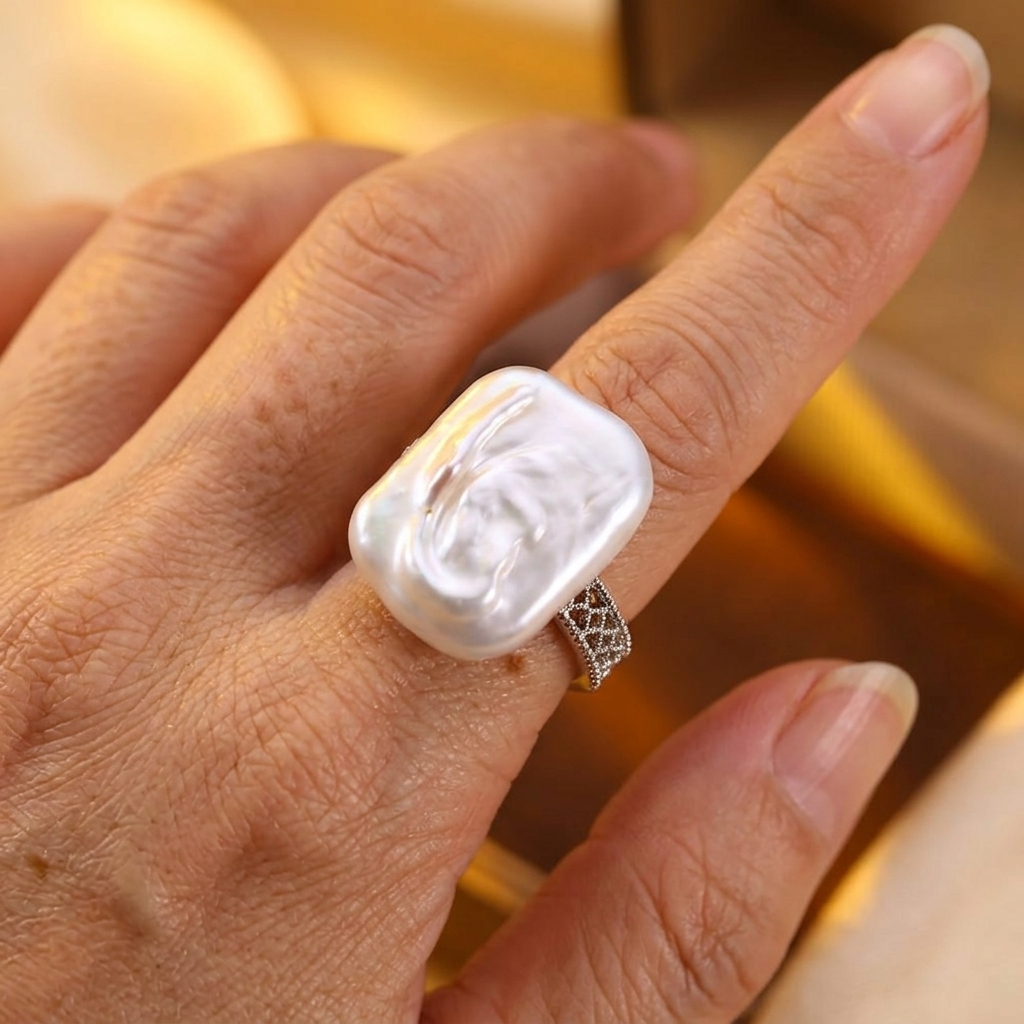 Adjustable Baroque Pearl Ring