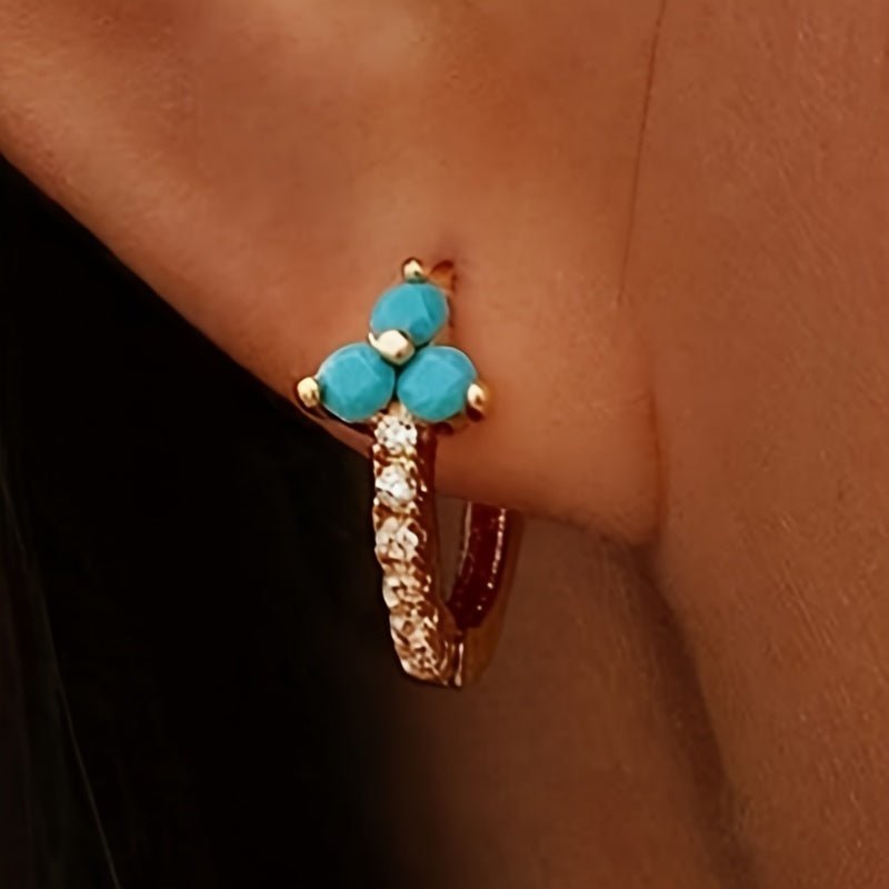 Retro bohemien synthetische zirkonia blauwe oorringen