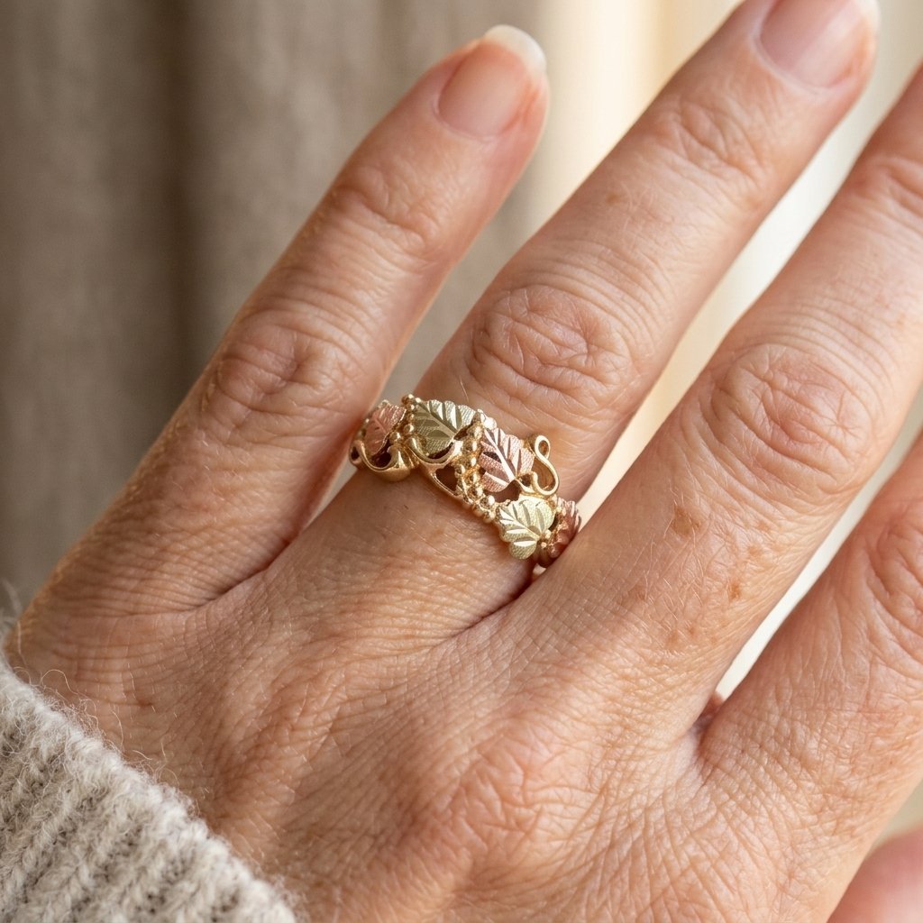 Elegante vintage bohemien koperen ring met roze en groen