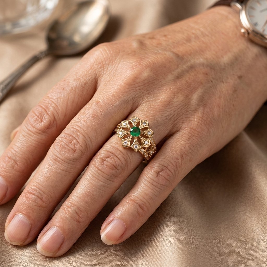 Opengewerkte etnische ring met zirkonia