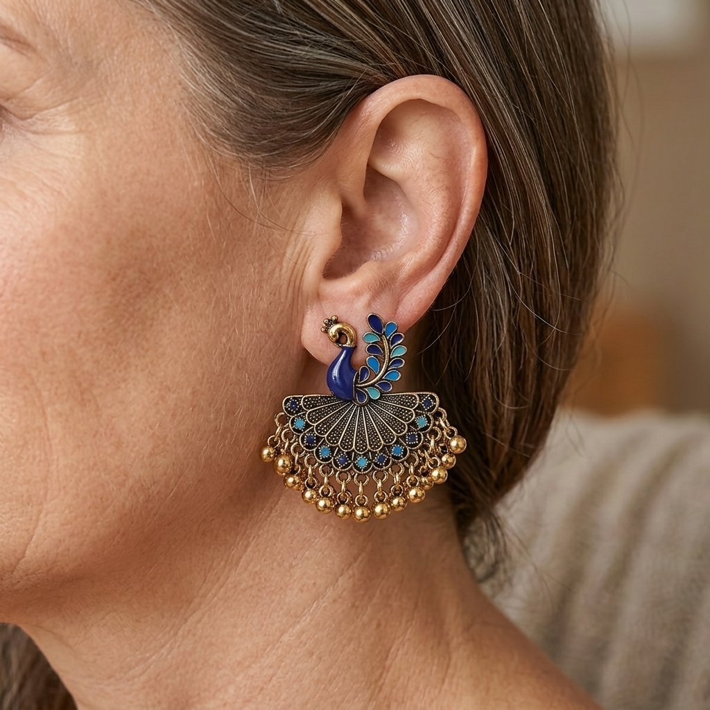 Elegante vintage emaille pauwoorbellen