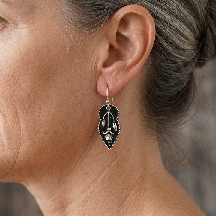 Silver Floral Dangle Earrings