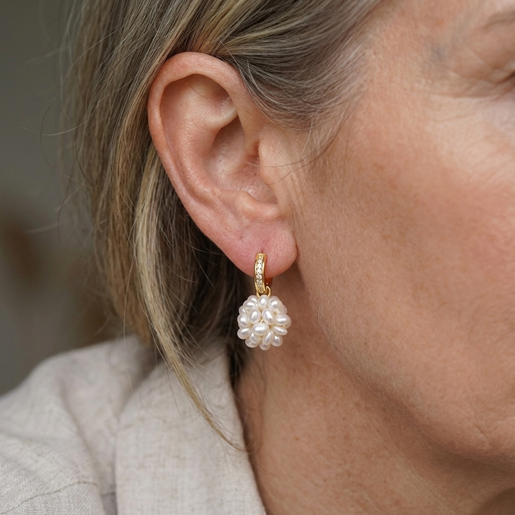 Zoetwaterparel ketting met bloemhanger