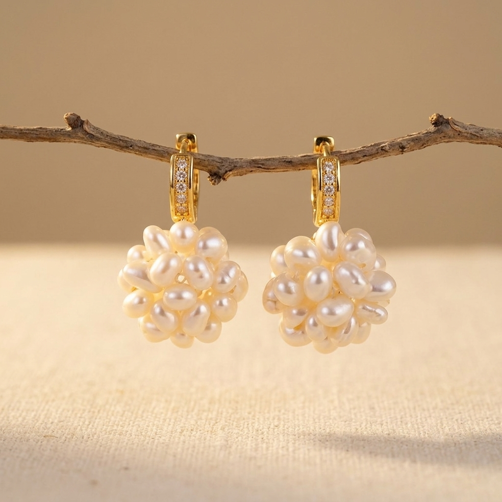 Zoetwaterparel ketting met bloemhanger