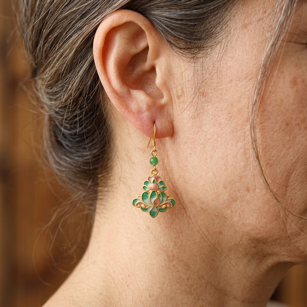 Gold Plated Enamel Earrings