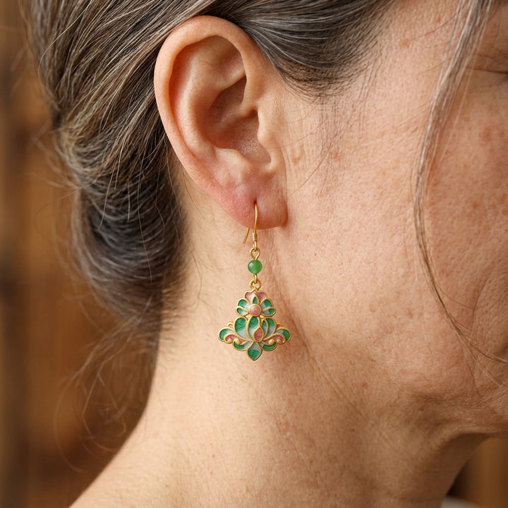 Gold Plated Enamel Earrings