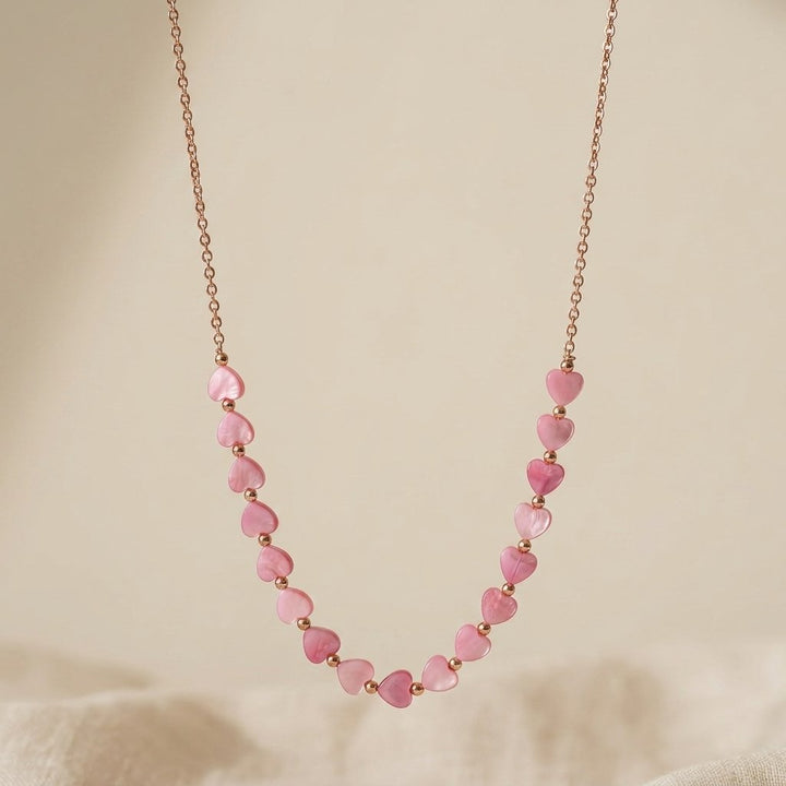 Bohemian Heart Beaded Pink Choker Necklace