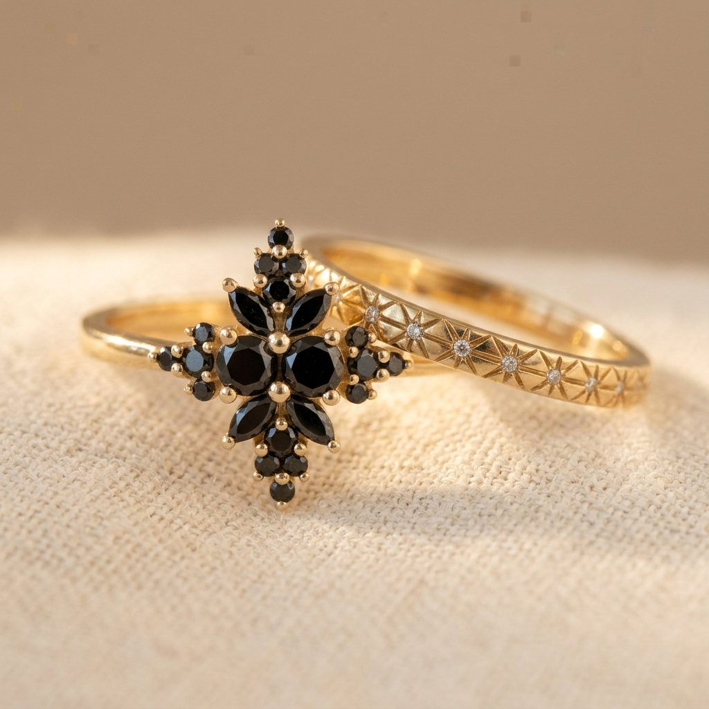 Zwarte zirkonia band ring
