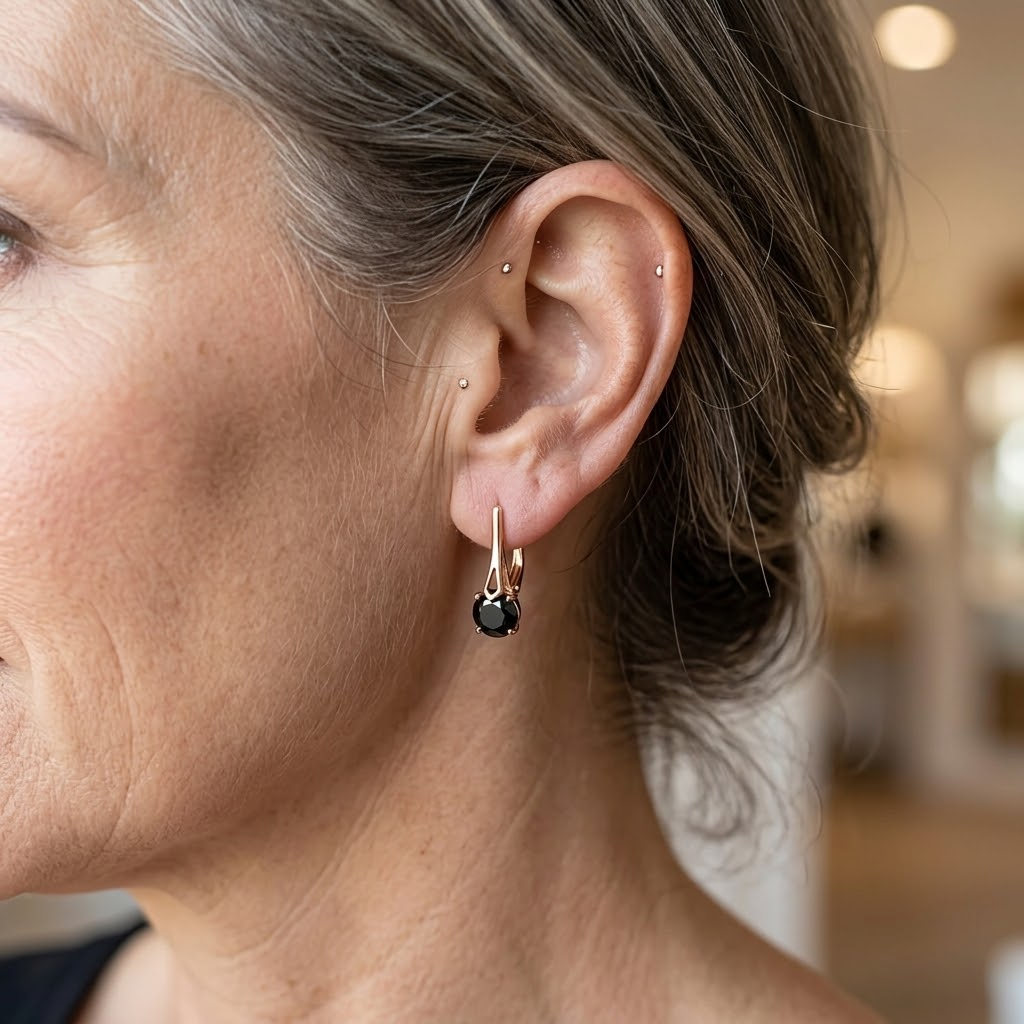 Black Zirconia Clip On Earrings
