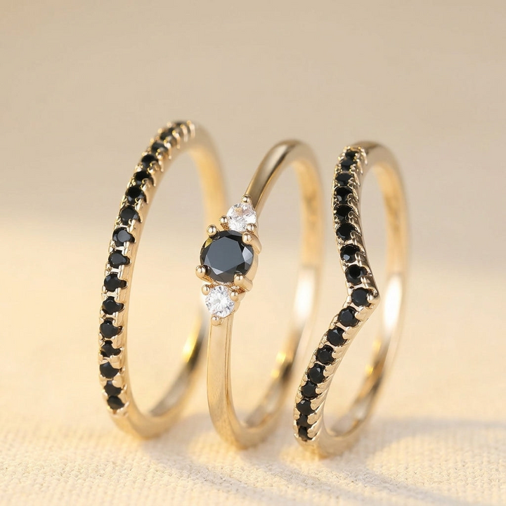 Black V Shaped Cubic Zirconia Ring