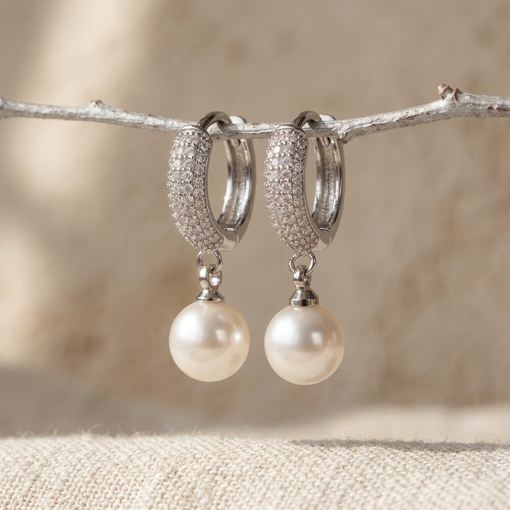 Bruids zirkonia oorringen met hangers
