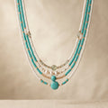 Bohemien turkoois rocailles parel choker kettingset