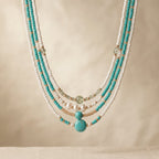 Bohemien turkoois rocailles parel choker kettingset