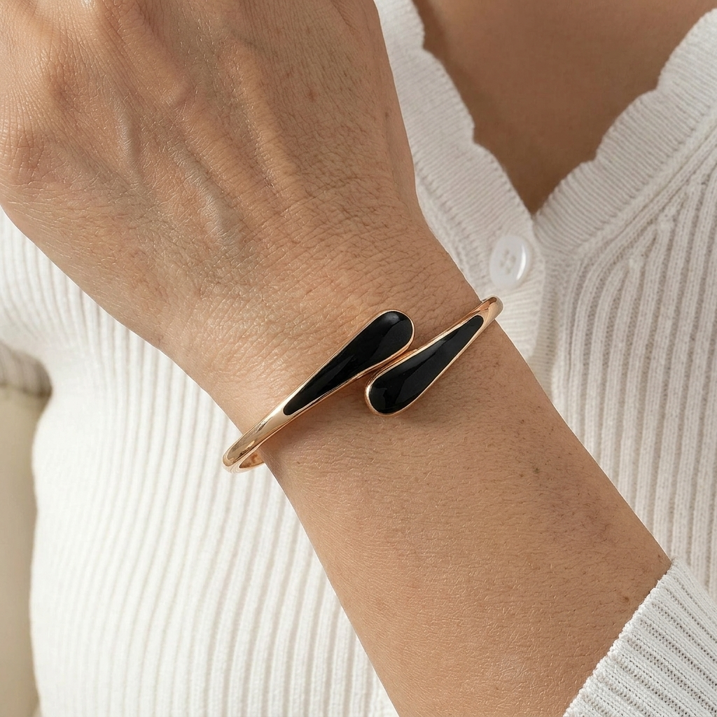 Slavenarmband met email waterdruppel