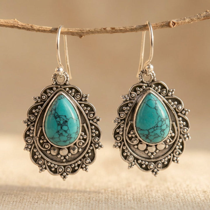 Vintage Drop Turquoise Dangle Earrings