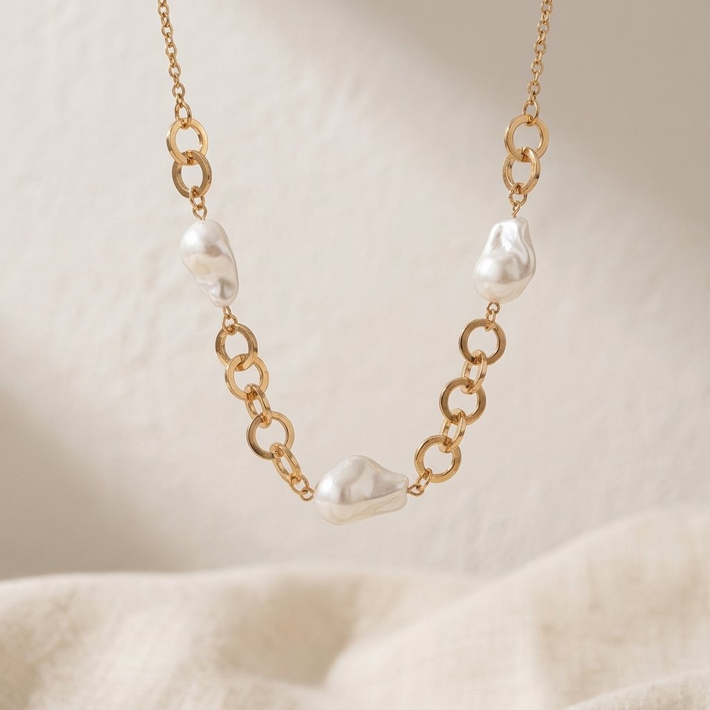 Classic Pearl Metal Pendant Necklace