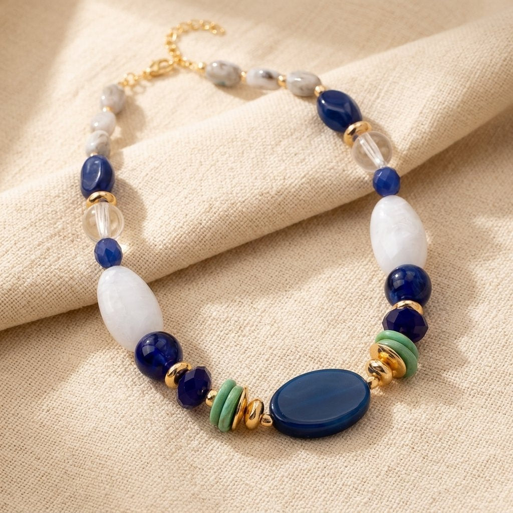 Elegante geometrische kralenketting met onregelmatige vorm