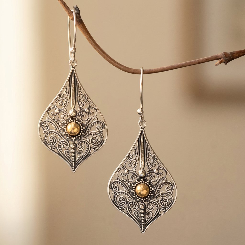 Retro bohemien druppelvormige oorbellen met opengewerkt patroon