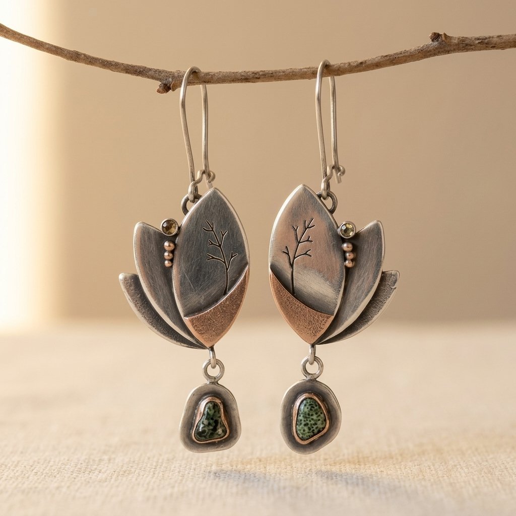 Boho Silvery Irregular Turquoise Geometry Earrings