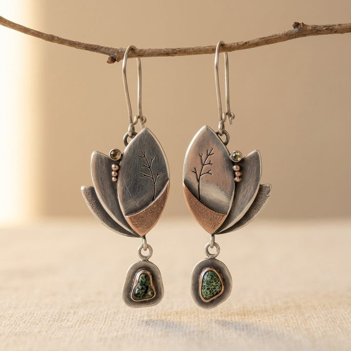Boho Silvery Irregular Turquoise Geometry Earrings