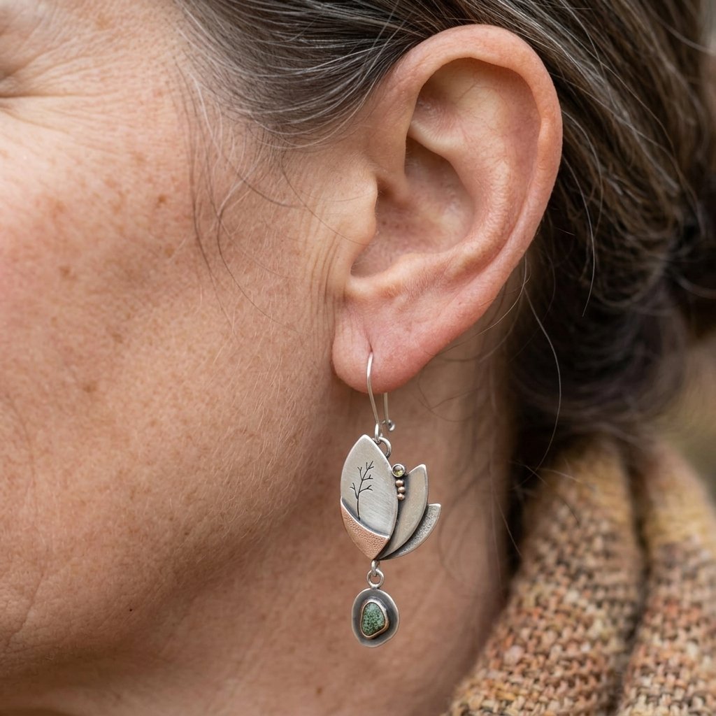 Boho zilverkleurige onregelmatige turkoois geometrische oorbellen