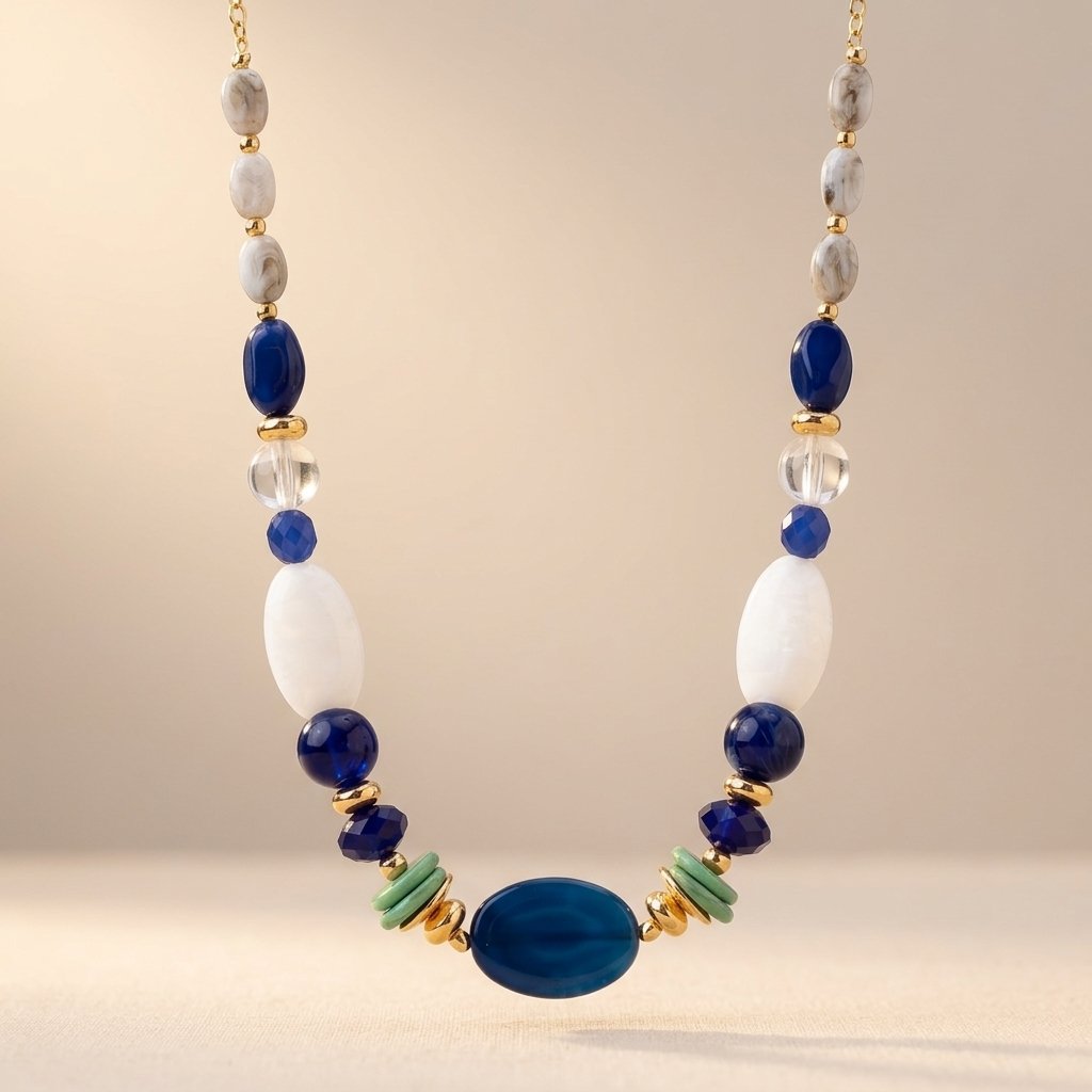 Elegante geometrische kralenketting met onregelmatige vorm
