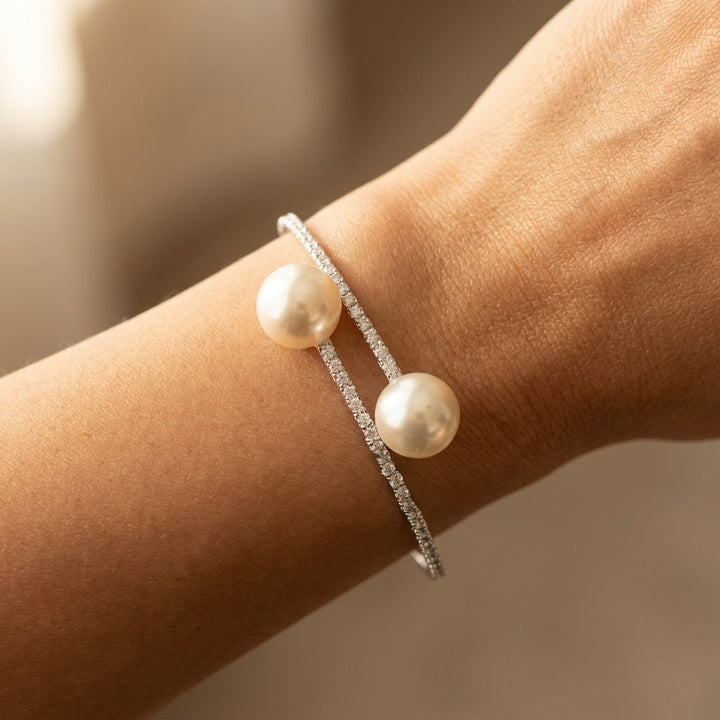 Modern Pearl Open Cuff Bracelet