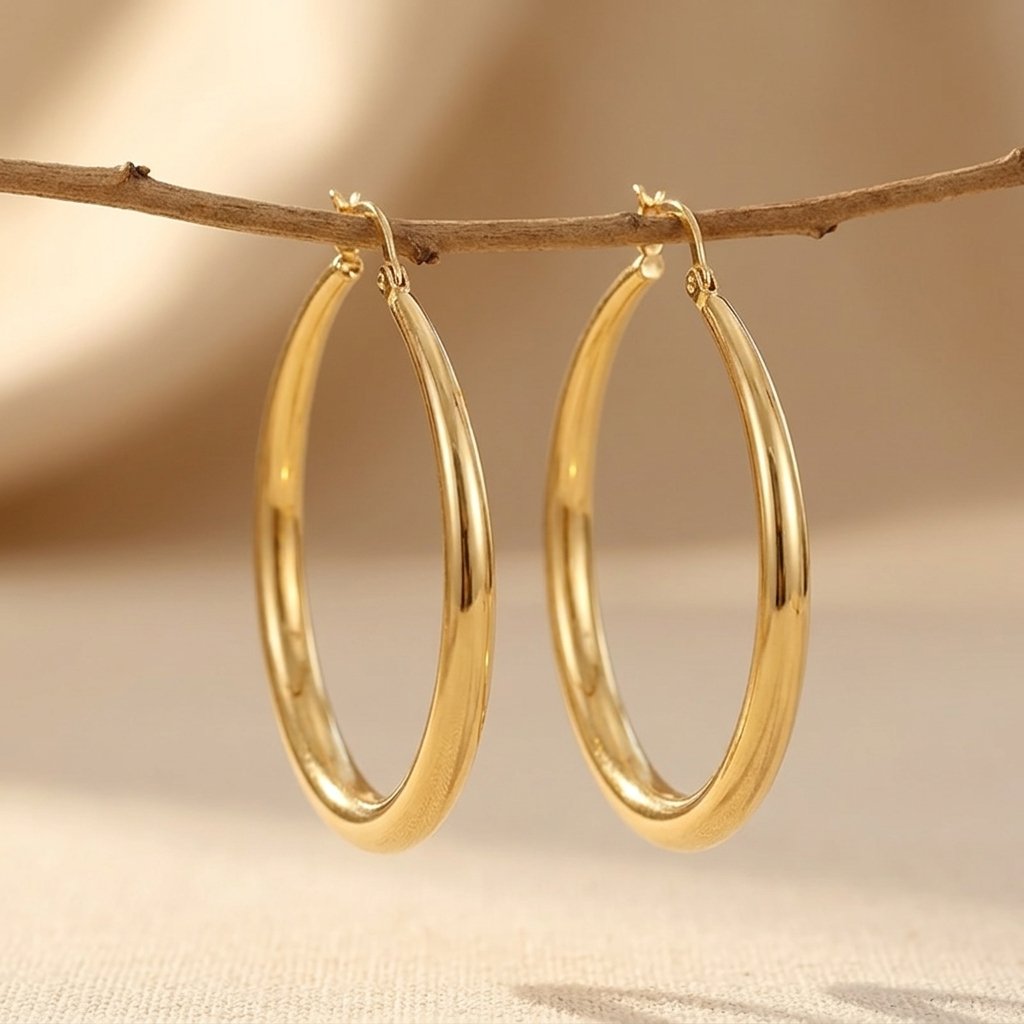 Elegante goudkleurige grote ronde oorringen