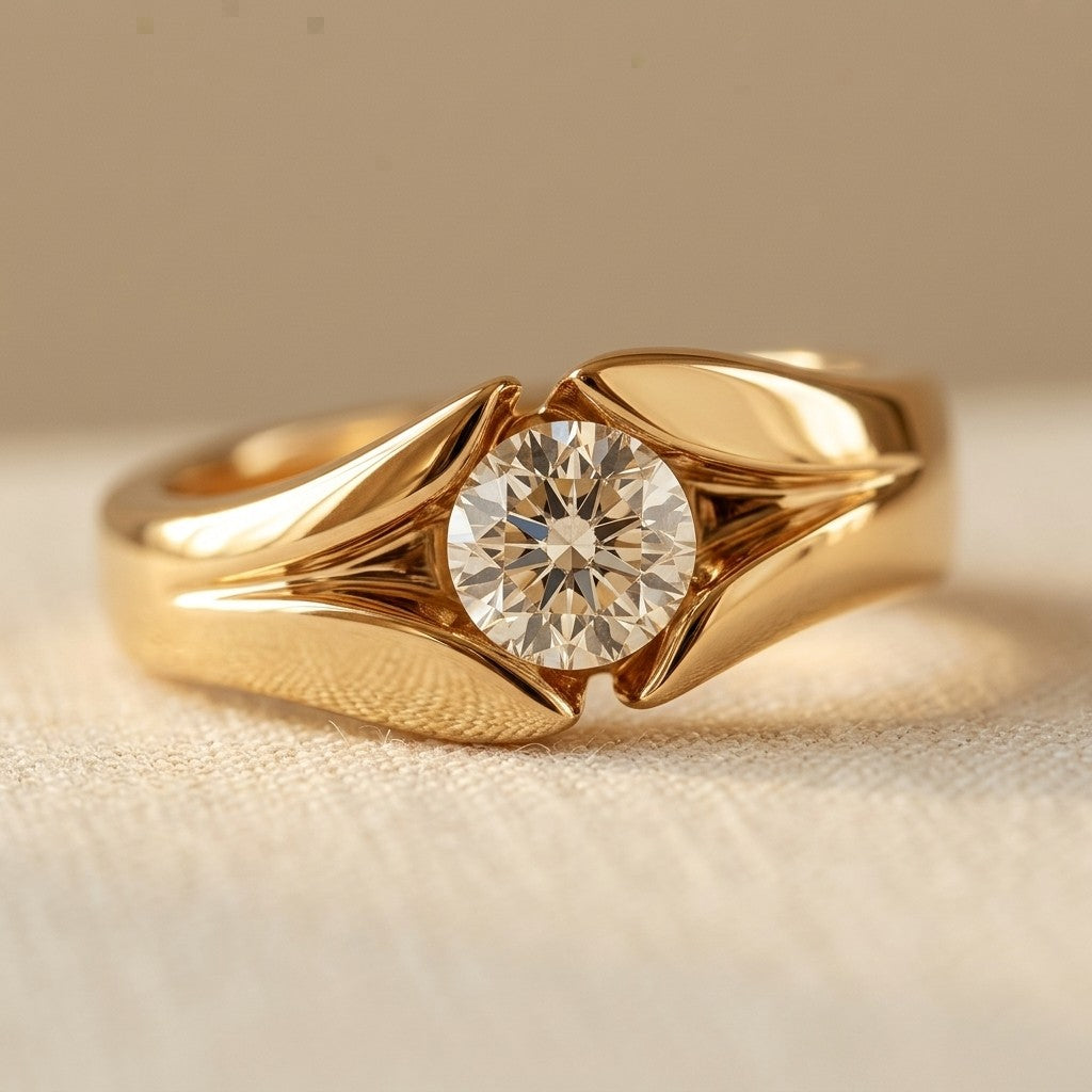 Ronde ring met ingelegde zirkonia