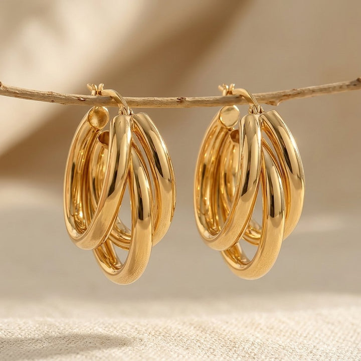 Gold Stainless Steel Hypoallergenic Hoop Earrings