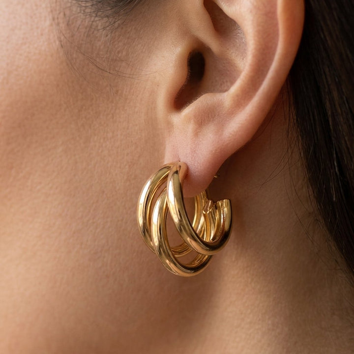 Gold Plated Anti-Allergy Stainless Steel Hoop Earrings