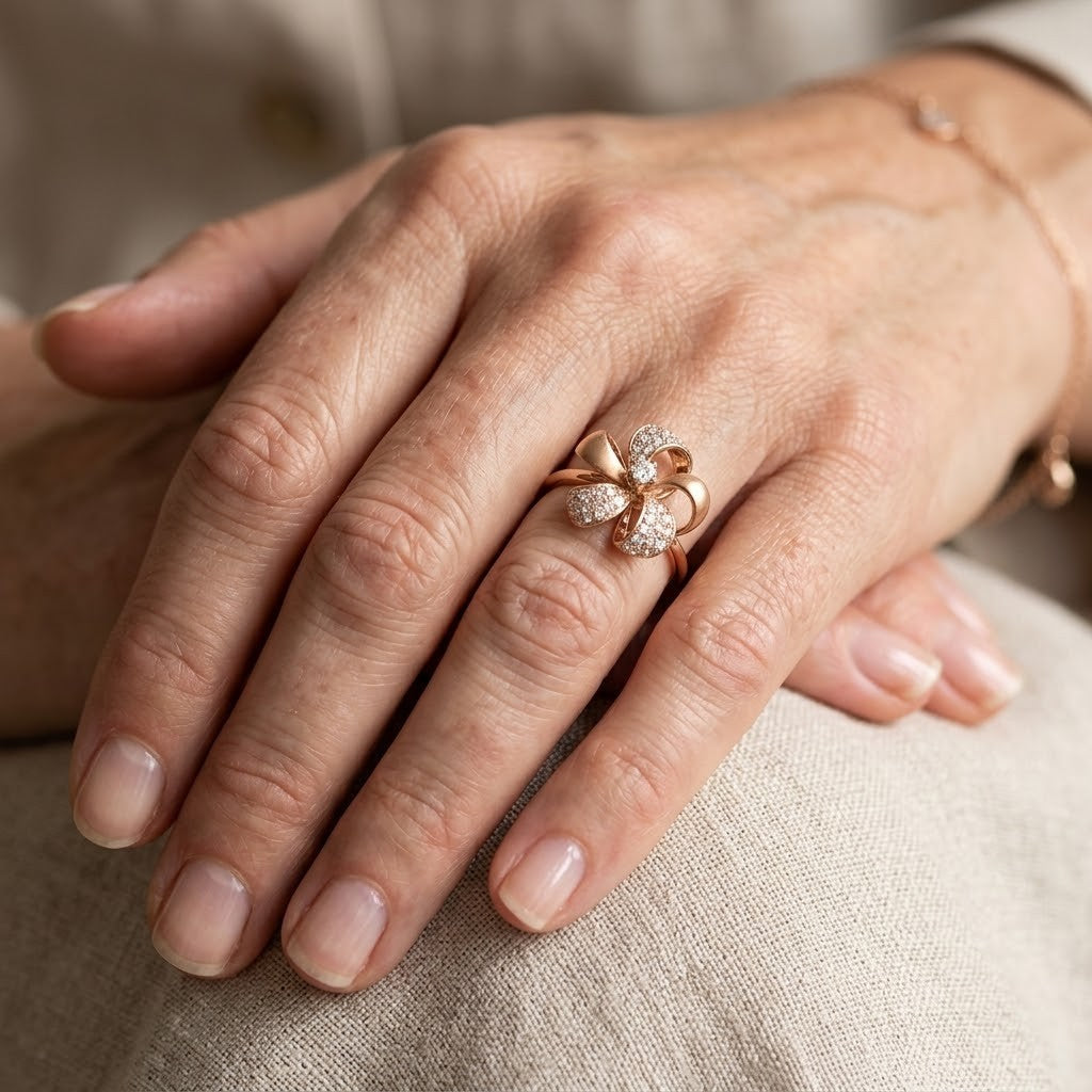 Floral Zirconia Round Cut Ring