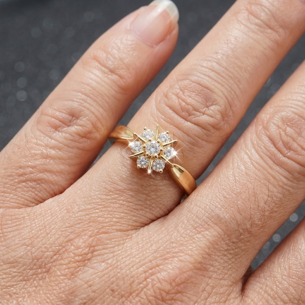 Eenvoudige bloem zirkonia ring