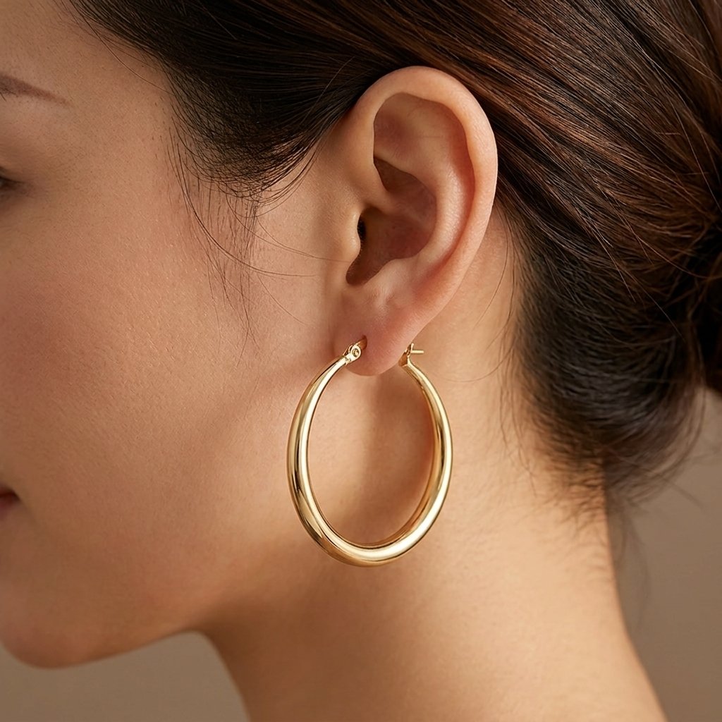 Elegant Gold Large Circle Hoop Earrings