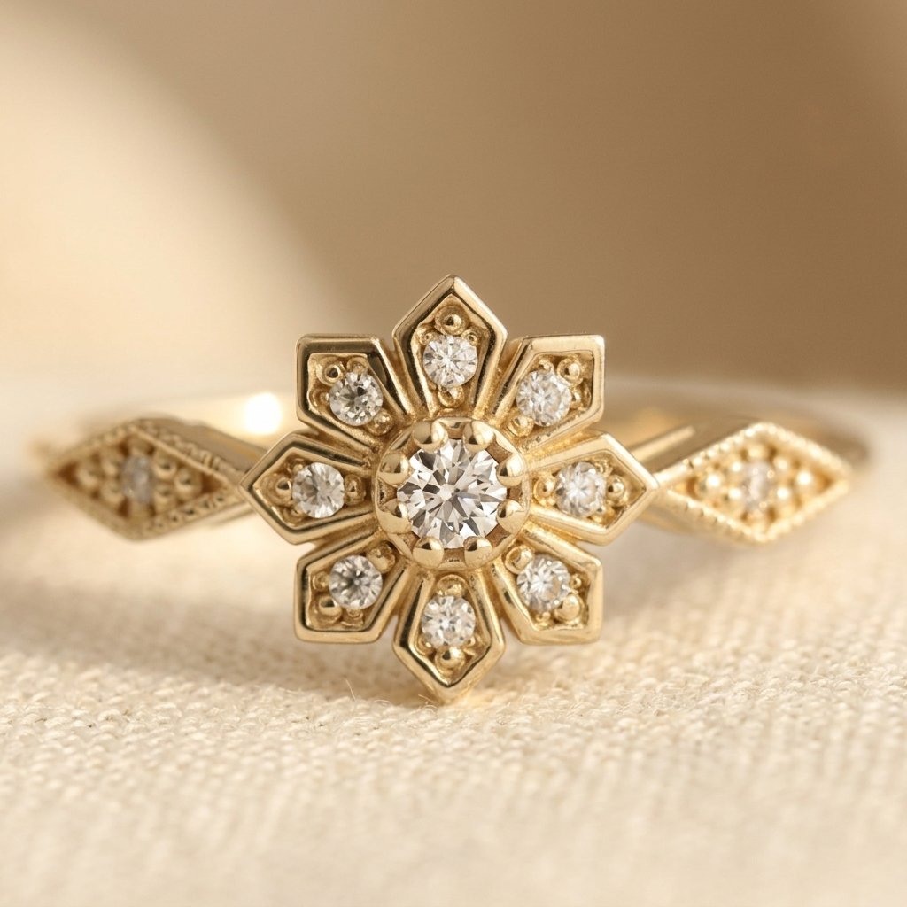 Franse bloemring met zirkonia