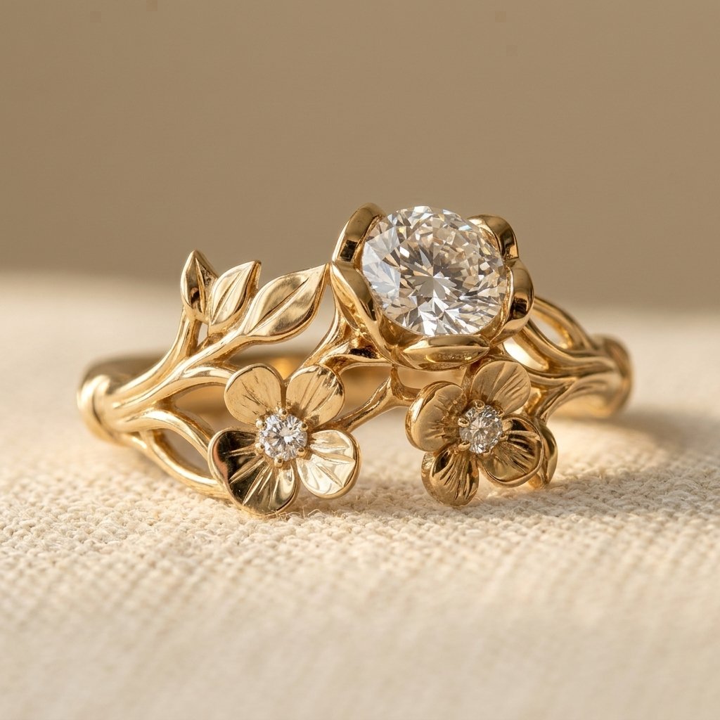 Synthetische zirkonia bloemring