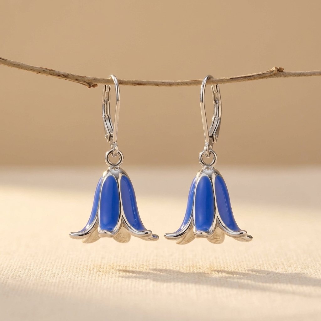 Leverback Bluebell Flower Earrings