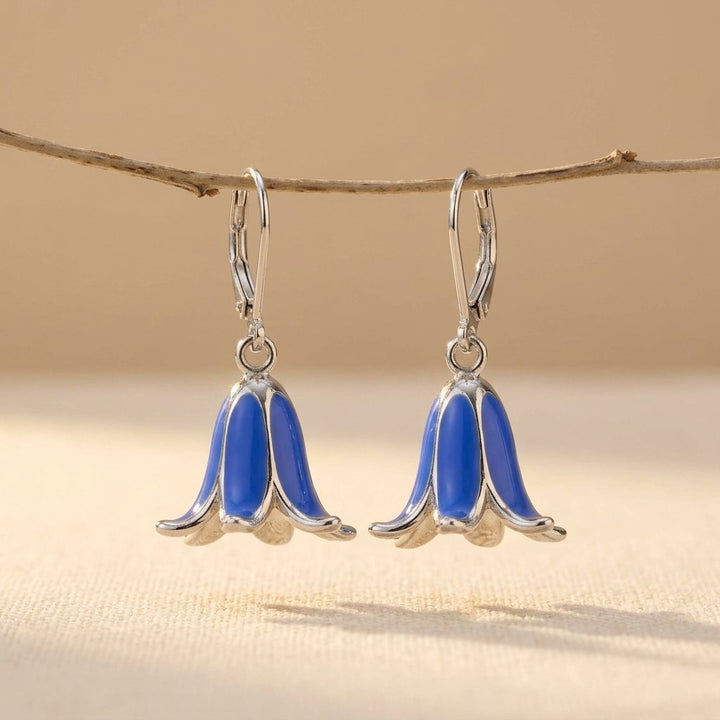 Leverback Bluebell Flower Earrings