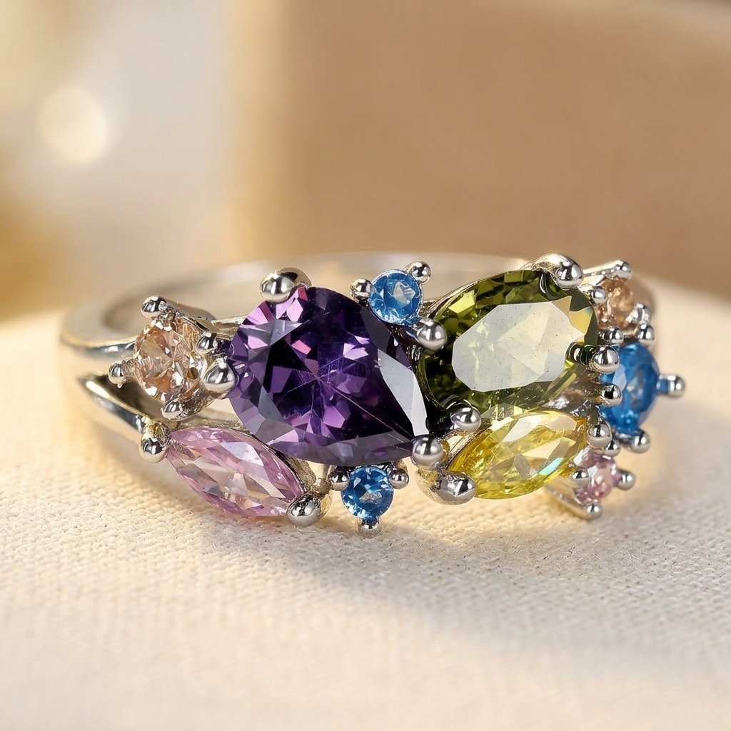 Elegante bohemien verlovingsring met synthetische zirkonia