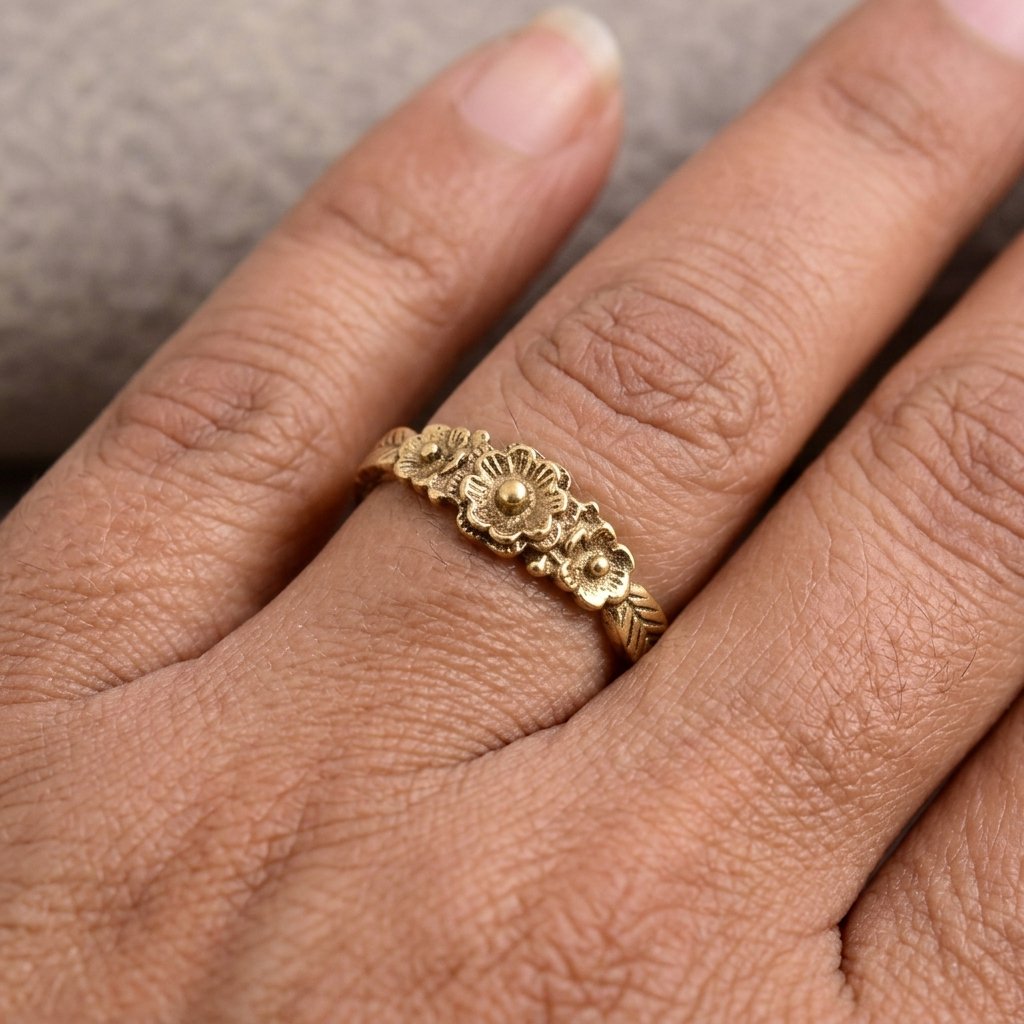 Vintage Floral Leaf Ring
