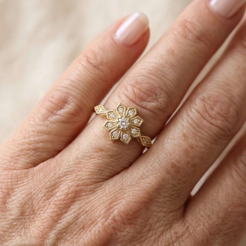 Franse bloemring met zirkonia