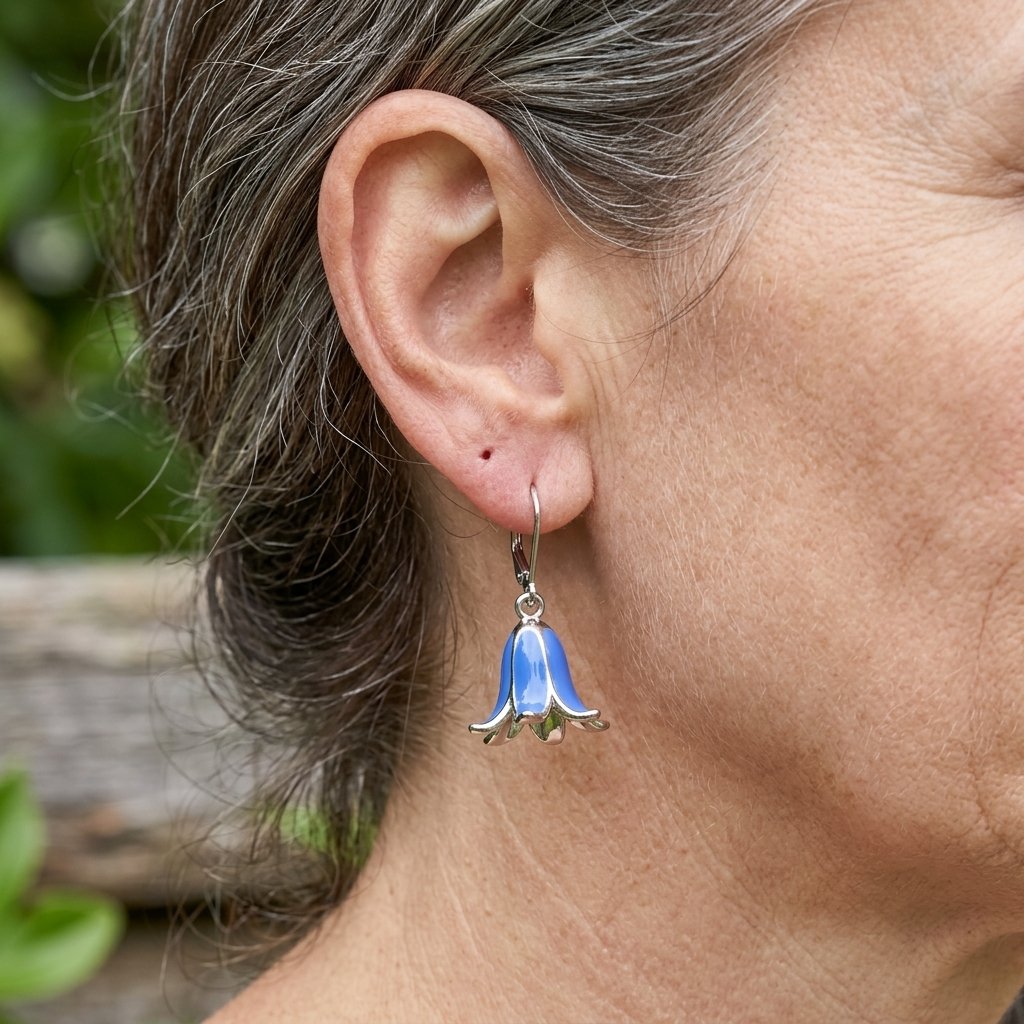 Leverback Bluebell Flower Earrings