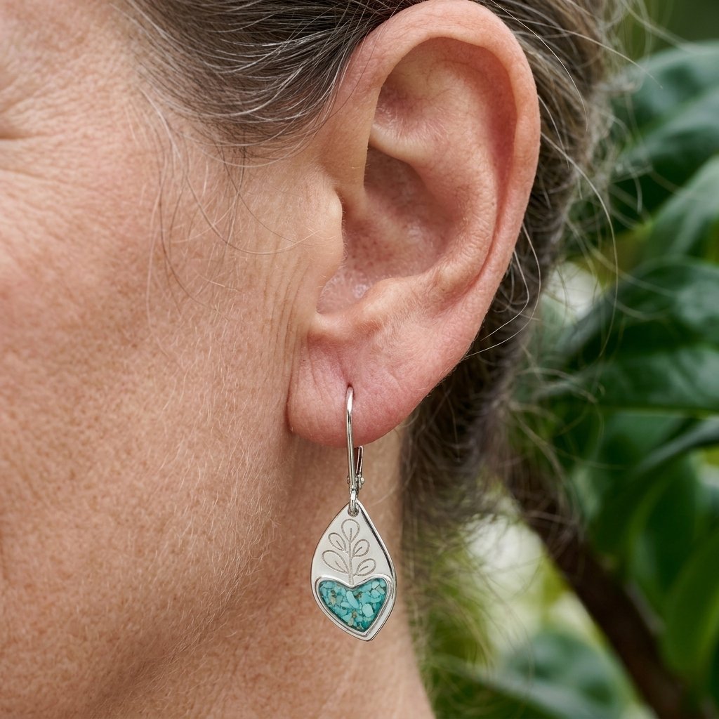 Turquoise Heart Leaf Earrings