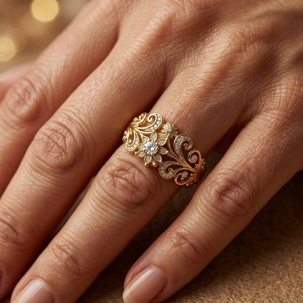 Elegante verlovingsring in bohemien stijl