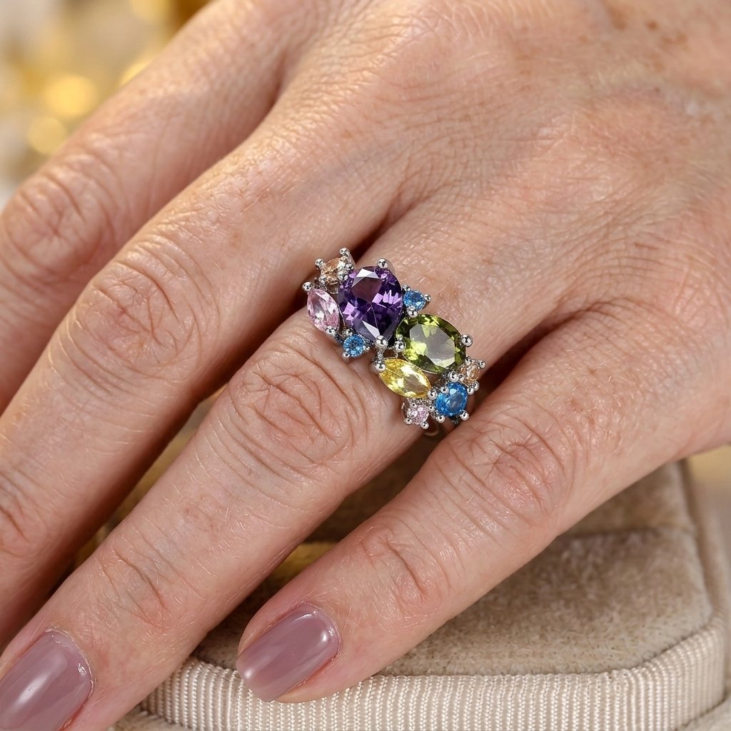 Elegante bohemien verlovingsring met synthetische zirkonia