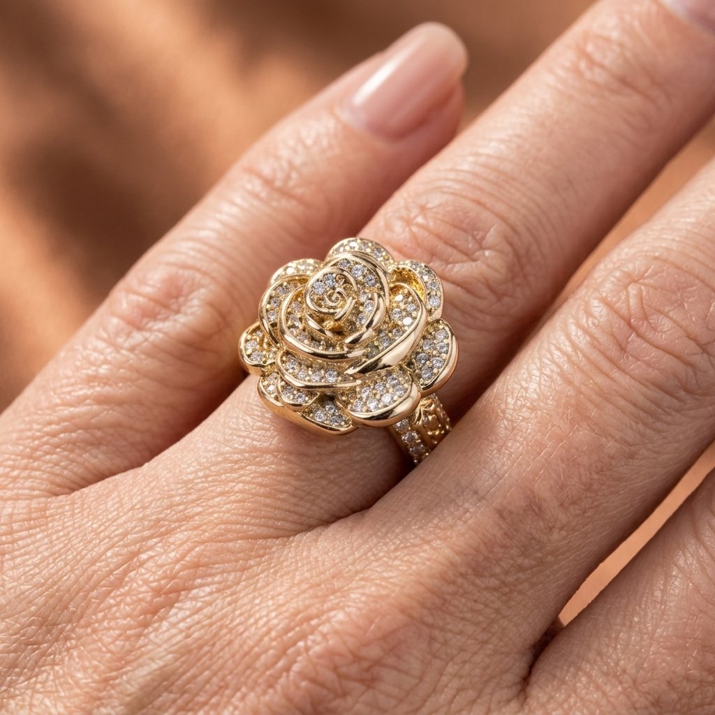 Micro rozenbloem ring