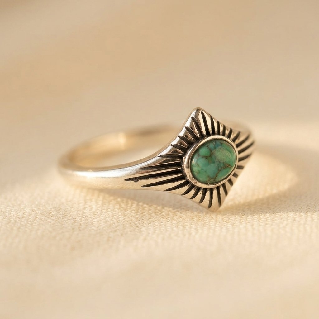 Retro turkooizen marquise bohemien etnische statement ring